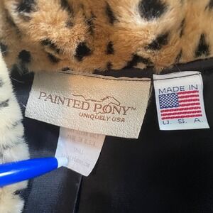 Vintage Painted Pony Animal Cheetah Print Faux Fur‎ Soft Vest
